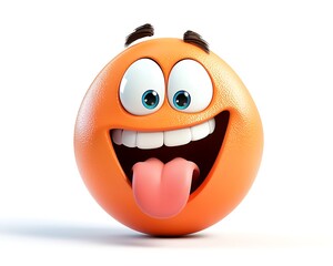 Cheerful Orange Emoji With Big Eyes and Playful Expression