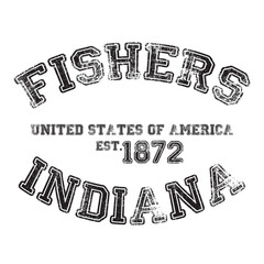 vintage college varsity indiana's fishers city slogan emblem print with grunge effect for graphic tee t shirt or sweatshirt - vector
