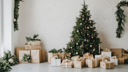 Christmas Gifts Under the Tree, Rustic Holiday Decor