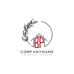 initial monogram logo for real estate With circle home shape creative design.