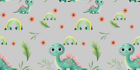 seamless dinosaur pattern, design for textile © Aleksandra