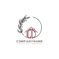 initial monogram logo for real estate With circle home shape creative design.