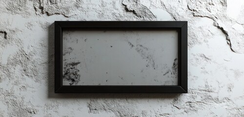 A matte black trapezoidal frame, offset on a textured white wall, delivering an edgy, abstract look with sharp lines.