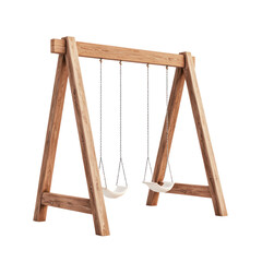 Wooden swing set design outdoor playground cutout background bright environment perspective view fun concept