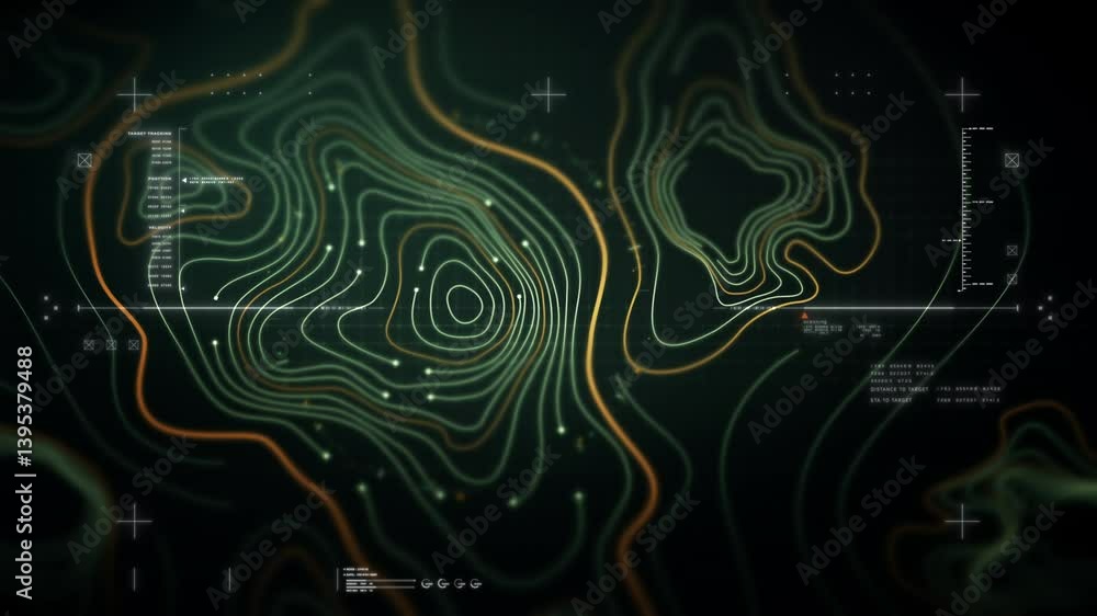 Poster Futuristic Holographic Terrain environment, geomorphology, topography loop motion graphic user interface head up display screen