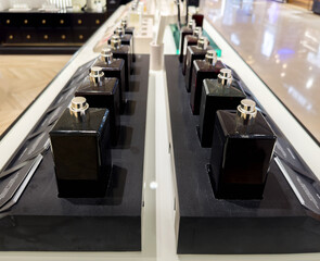 choosing perfumes and home fragrances in the store