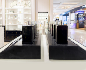 choosing perfumes and home fragrances in the store