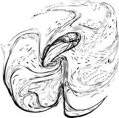 Abstract dotted mesh depicting a classic organic form with fluid distortion and modern vector texture.