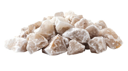 Pile of big stoned white salt isolated on white background.