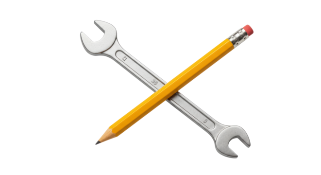 Isolated Pencil and Wrench