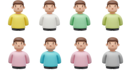 Isolated Set of Colorful Cartoon Men
