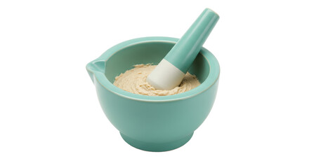 Isolated Mortar and Pestle with Paste