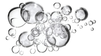 Air bubbles underwater isolated on white background