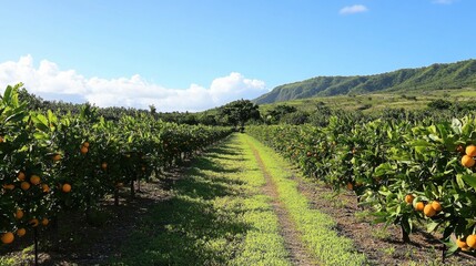 lush orange grove on a sunny day