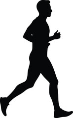 Jogging Man Silhouette Vector - Minimal Side View Illustration in Black