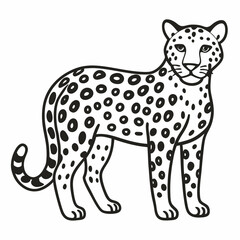 Fototapeta premium Stylized Black and White Illustration of Leopard with Spots