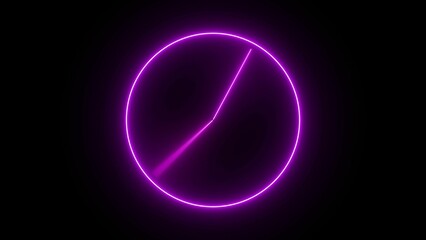 A striking neon clock icon, with glowing hands and a circular face, radiating vibrant colors, symbolizing time, precision, and modern, illuminated design in a digital age.