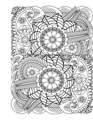 Zentangle Coloring Pages for Adults.  abstract floral background