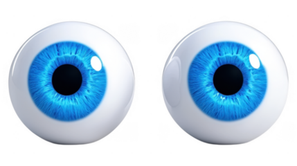 Expressive Cartoon Eyes Digital Character Parts in Whimsical Style on Transparent Background