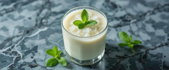  Chilled Leche Frita, Cool Presentation, Elegant Marble Surface, Refreshing Bite