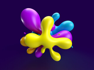 Colorful Abstract 3D Liquid Shapes on a Dark Background