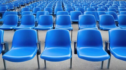 Naklejka premium Rows of Blue Plastic Stadium Seats