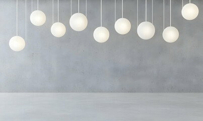 Modern Minimalist Lighting with White Spheres Hanging from Ceiling