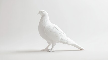 White dove and white background and warm light