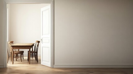 Simple Dining Room Interior Design with Wooden Table and Chairs