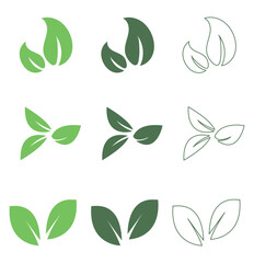 Leaves Icon - Vector Stock Illustration. Leaf Shapes Collection . 