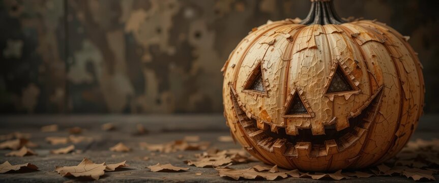  Retro Pumpkin Lantern in Aged Paper Texture with Rustic Appeal