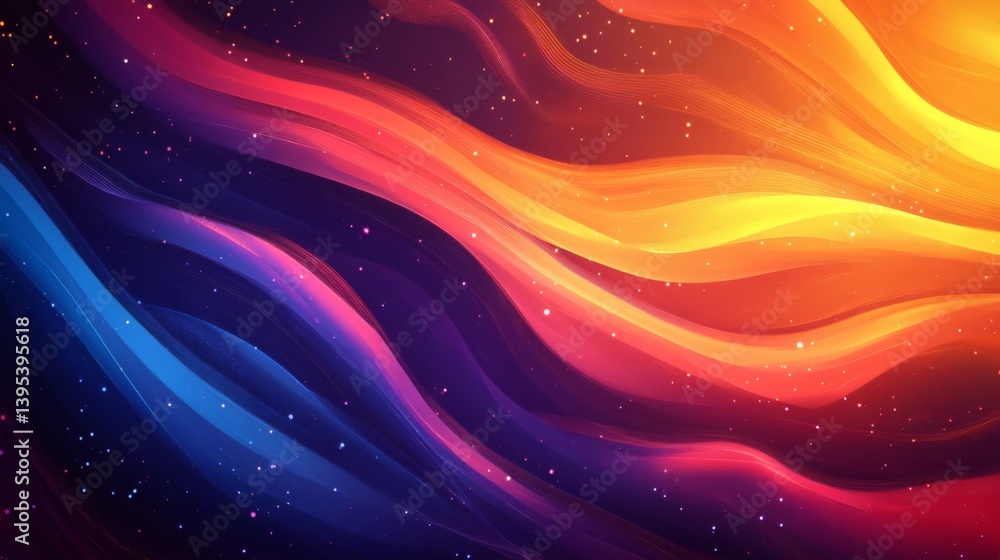 Wall mural a vibrant abstract display of swirling hues and shimmering particles.