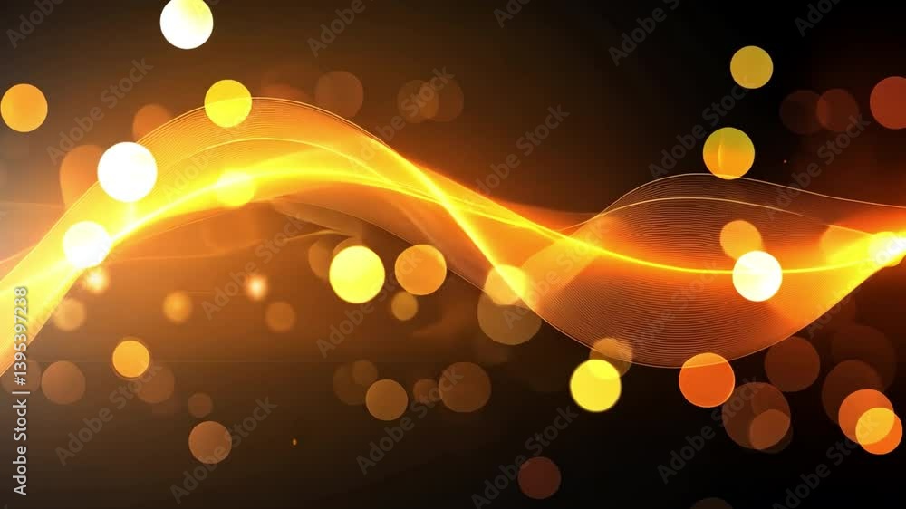 Poster dynamic abstract wave design with glowing orange and yellow lights for creative backgrounds and vibr