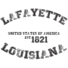 vintage college varsity louisiana's lafayette city slogan emblem print with grunge effect for graphic tee t shirt or sweatshirt - vector