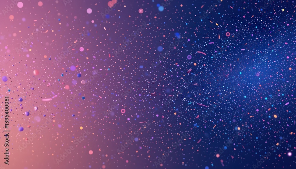 Poster dynamic particles floating in abstract space digital environment motion graphics vibrant colors high