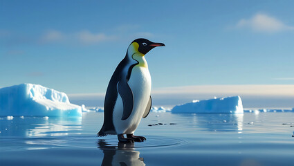 Fototapeta premium Majestic Emperor Penguin Standing on Antarctic Ice.