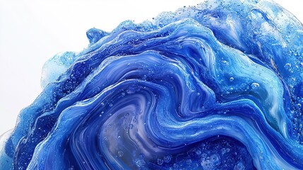 Blue water with splashes and droplets in an abstract background