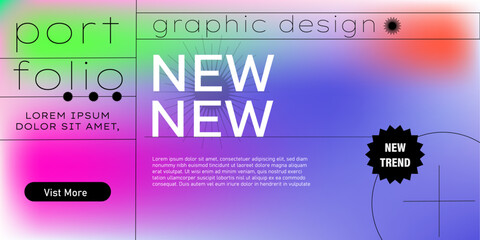 purple pink retro brutalism gradient aesthetic background template for design, portfolio, web
