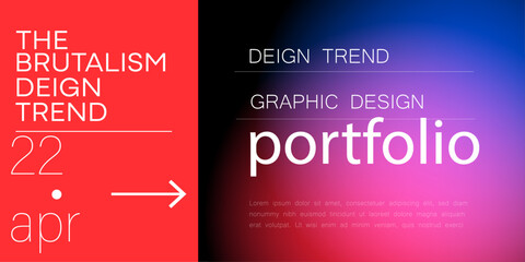 brutalism gradient aesthetic background template for design, portfolio, web