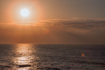 ocean gold sunset over ocean, Ballito, Durban, gold light, sunny summer day
