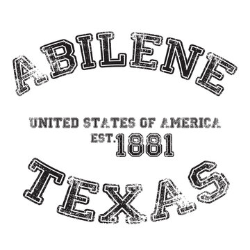vintage college varsity texas's abilene city slogan emblem print with grunge effect for graphic tee t shirt or sweatshirt - vector
