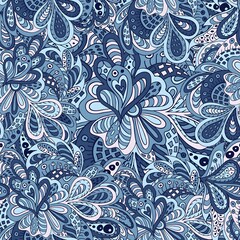 Blue Abstract Floral Swirls