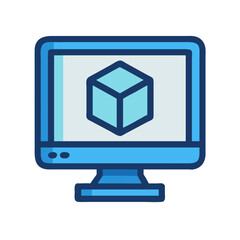 3D Design on Computer Screen Icon Design