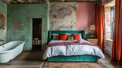 Modern bedroom with warm lighting
