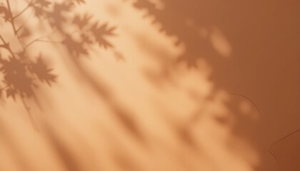 Soft shadows cast by leaves on a warm beige wall nature aesthetics indoor setting artistic viewpoint tranquil concept