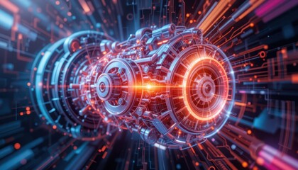 Obraz premium Futuristic Energy Source Concept with Vivid Color Explosion Effects