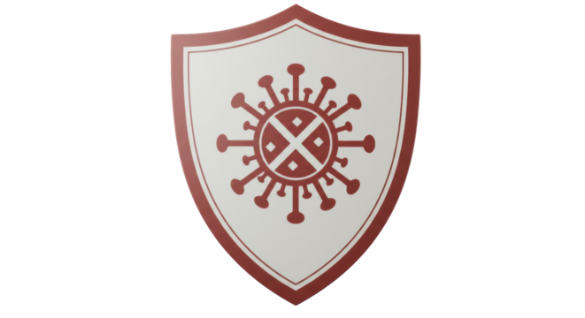 Isolated Shield with Virus Symbol