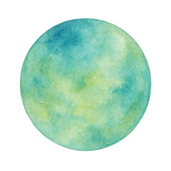Watercolor Blue-Green Circle Abstract Design