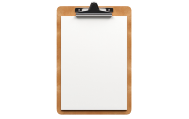 Blank clipboard mockup clean white paper ready for your notes list or message on a light wood clipboard against a black