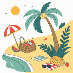 Ocean Sunset View with Palm Silhouettes – Summer Vibes
